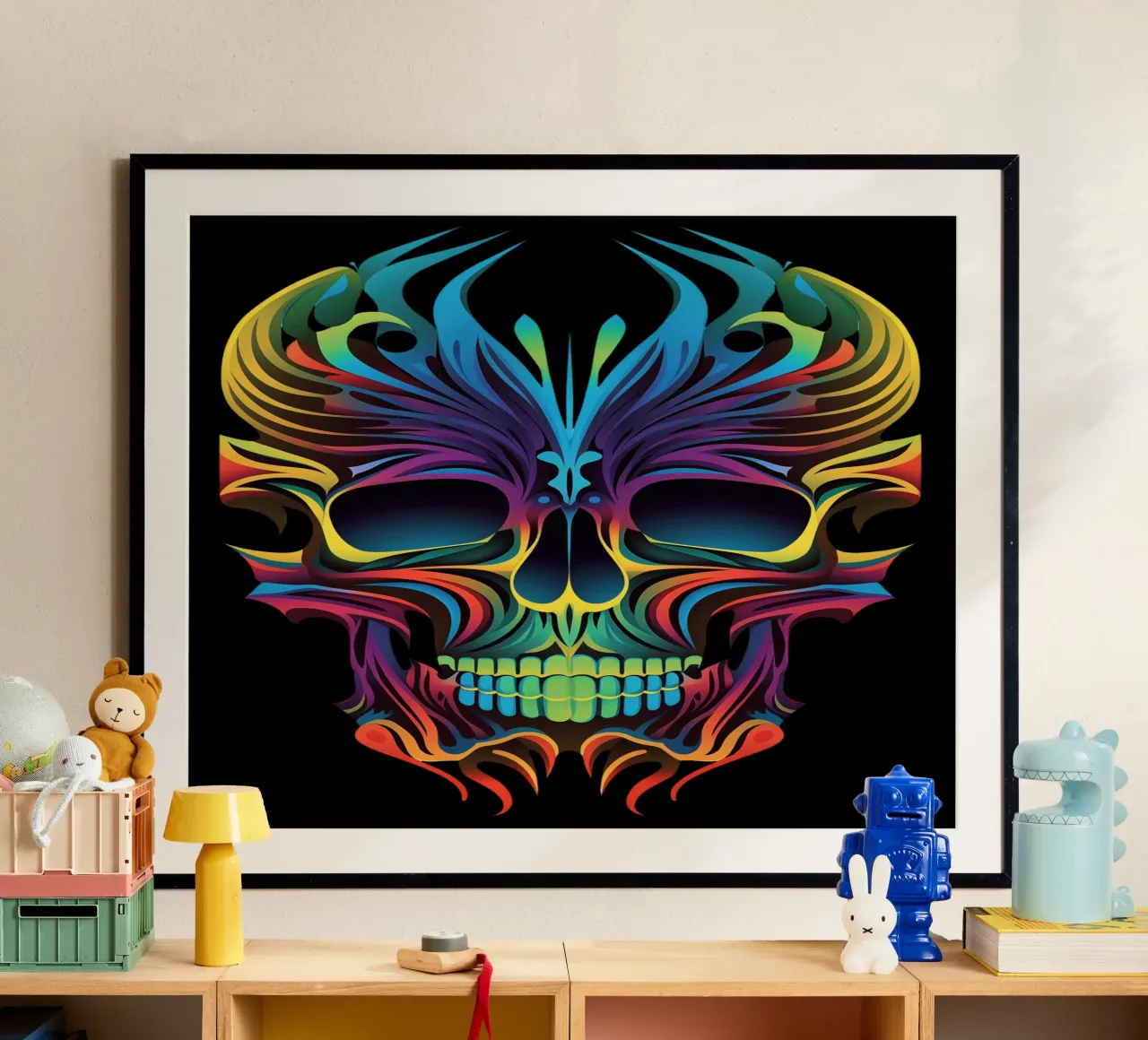 Tatouage tribal néon Kirigami-Skull | Day of the Dead trifft poster de Autofocus
