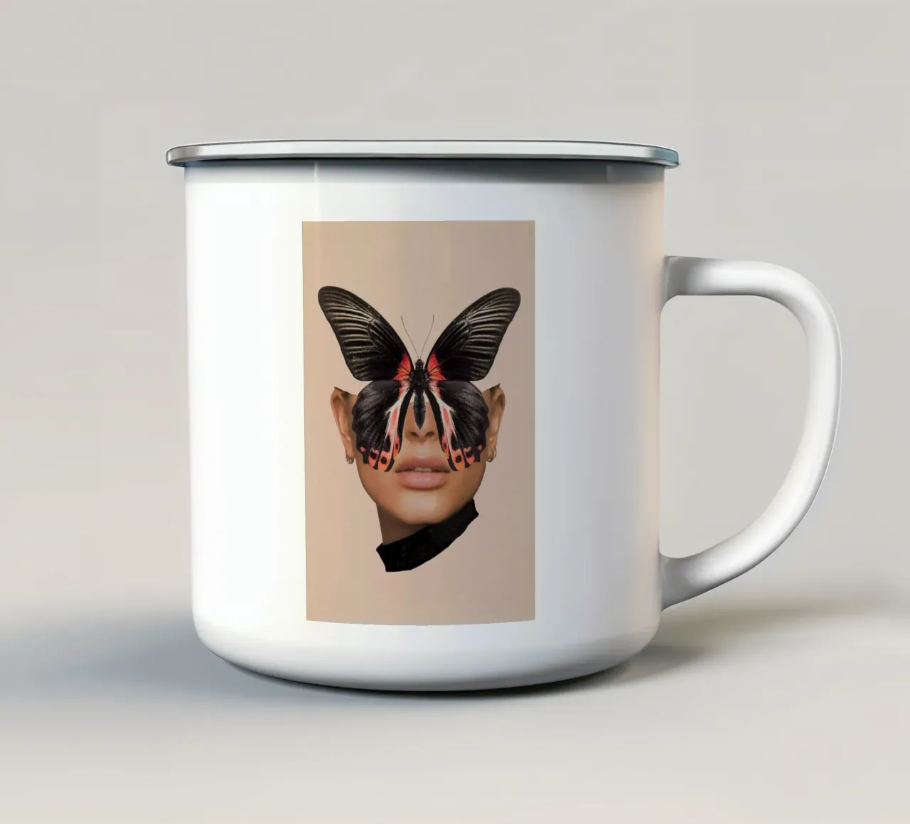 FARFALLA NERA 3 tazza in smalto da dada22