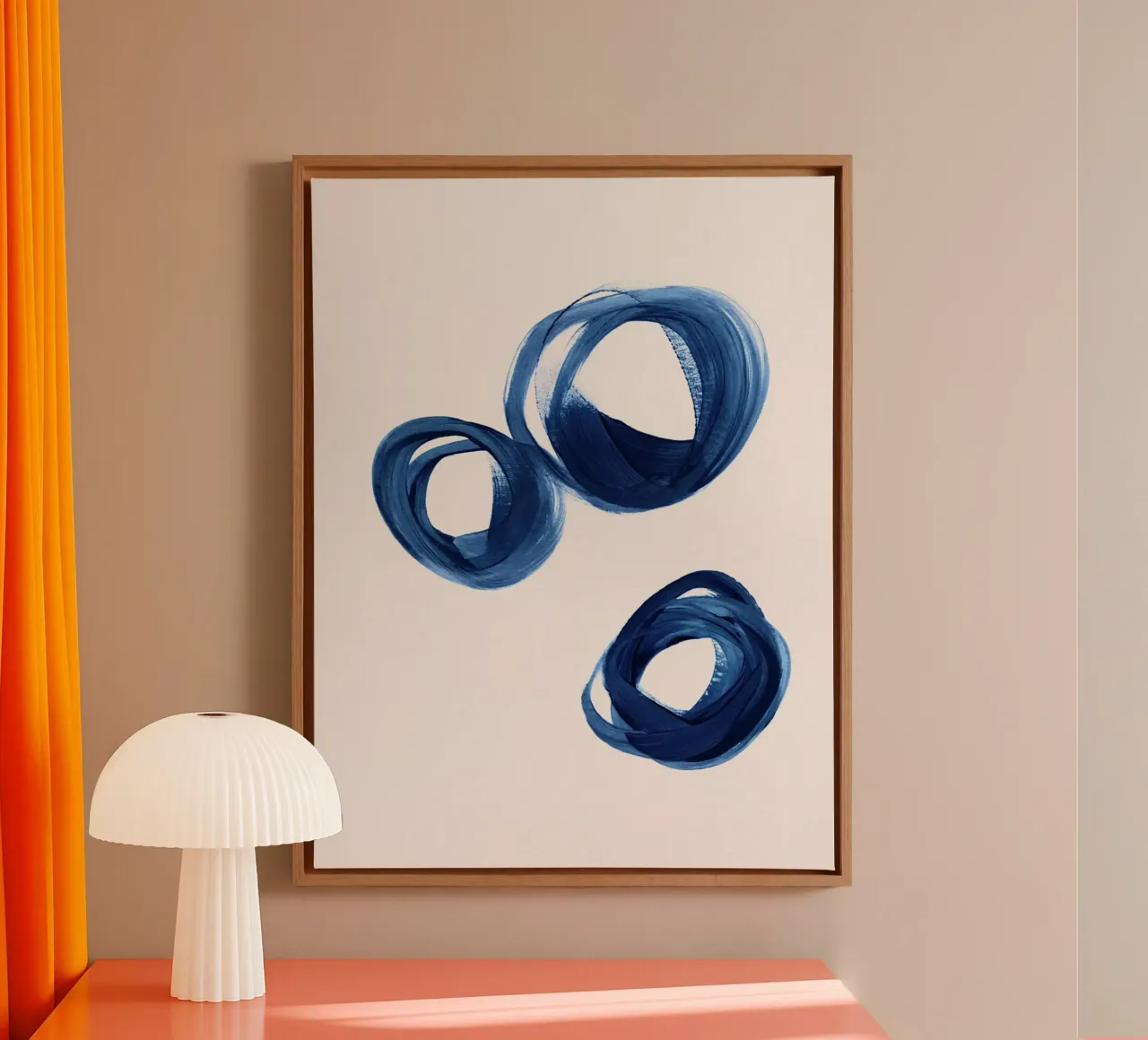 Strokes 8B | 3 Indigo Enso Circles tela con Cornice a cassetta da sabidussi