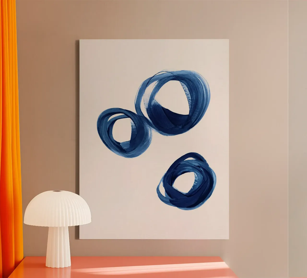 Strokes 8B | 3 Indigo Enso Circles tela con Cornice a cassetta da sabidussi