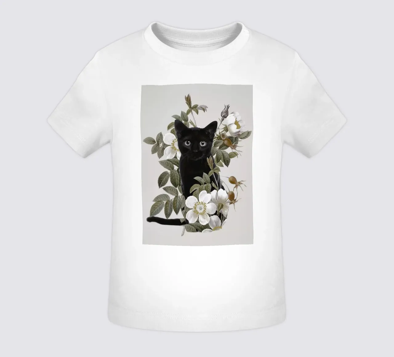 Gatto con fiori maglietta neonato da dada22