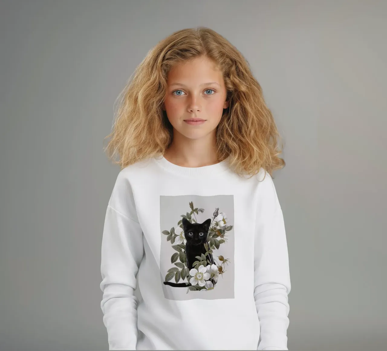 Gatto con fiori felpa bambino da dada22