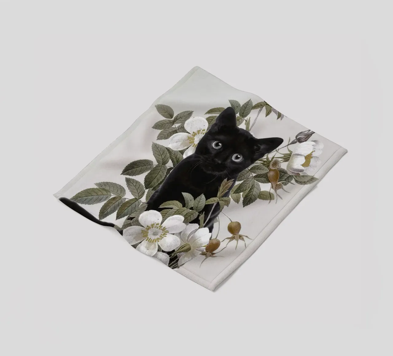 Gatto con fiori coperta in pile da dada22