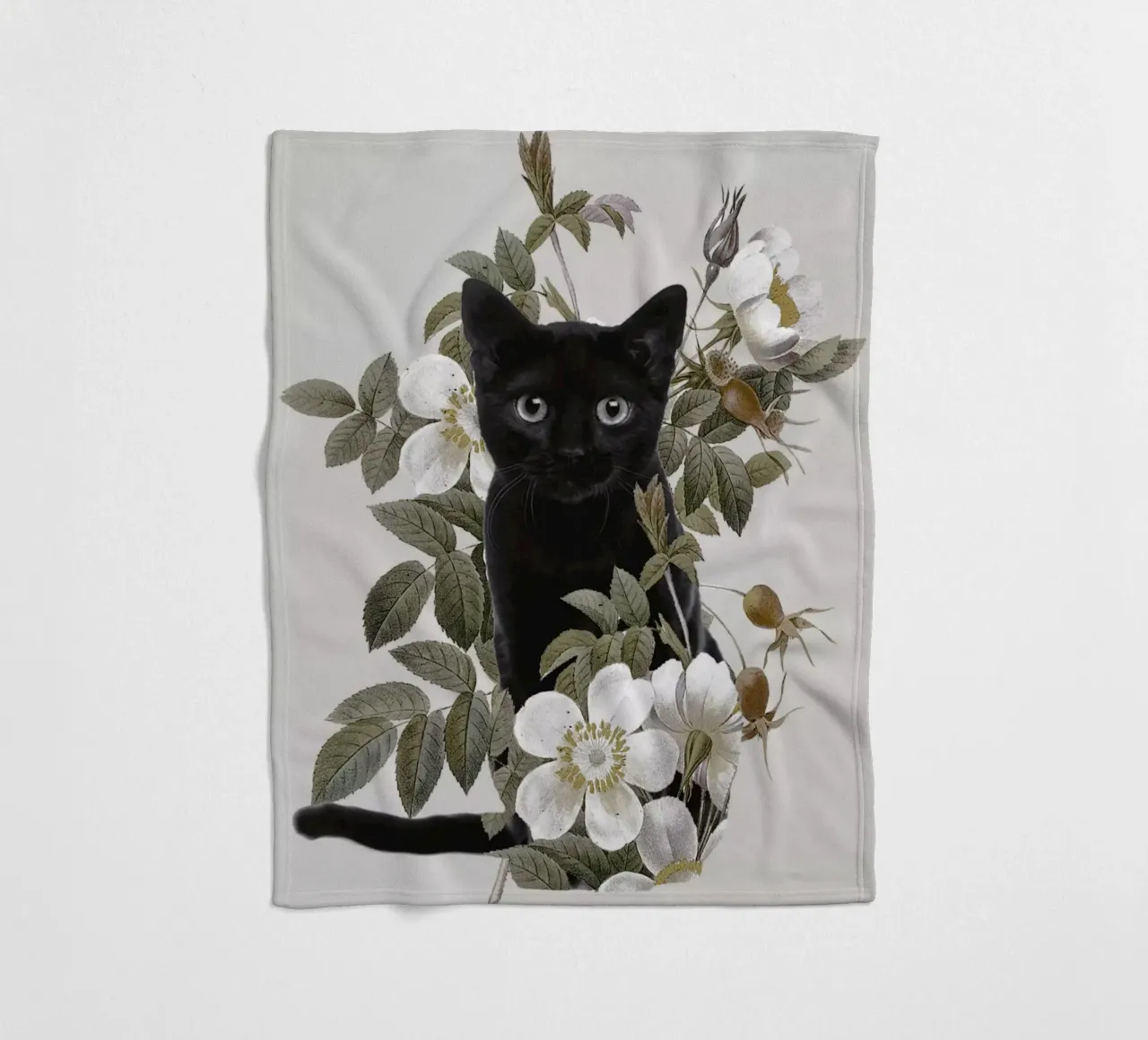 Gatto con fiori coperta in pile da dada22