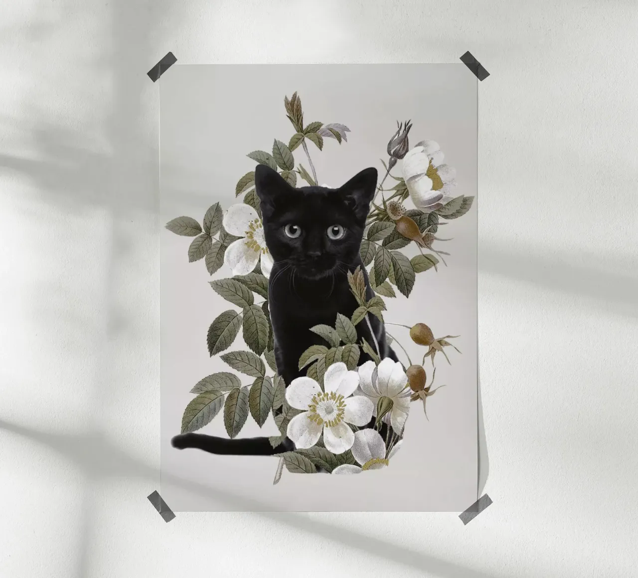 Gatto con fiori carta hahnemühle da dada22