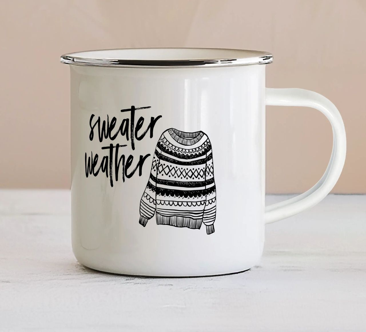 Sweather weather tazza in smalto da modeern