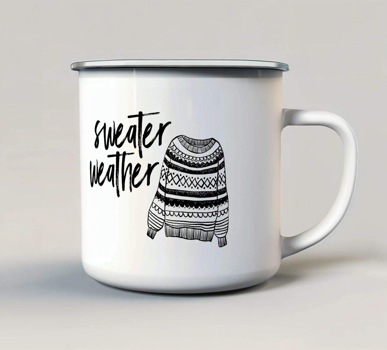 Sweather weather tazza in smalto da modeern