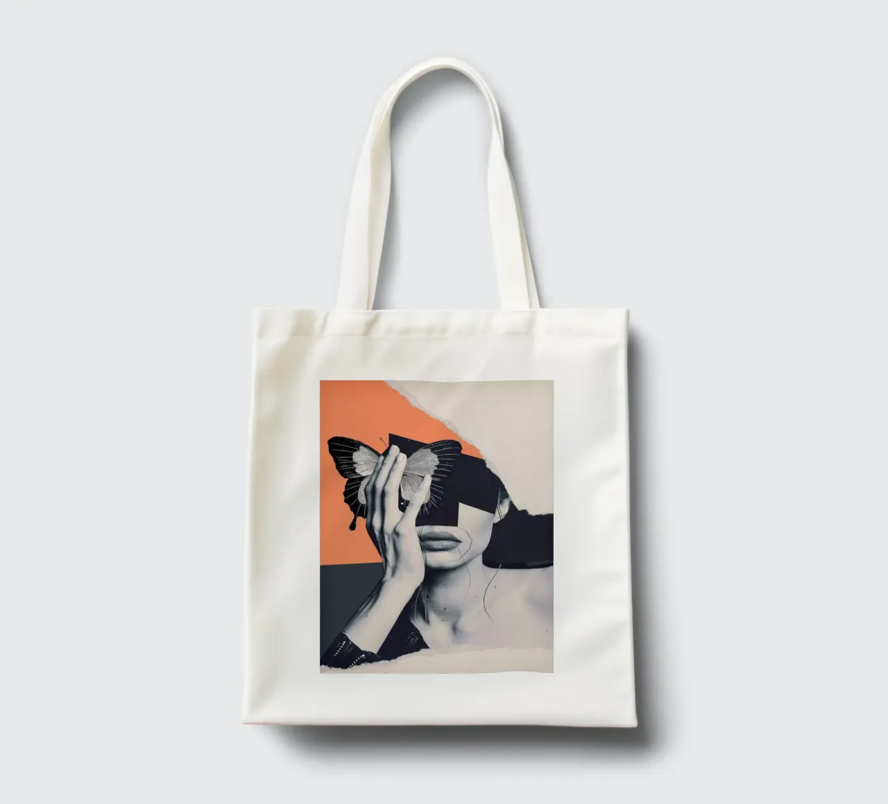 collage arte farfalla borsa in juta da dada22