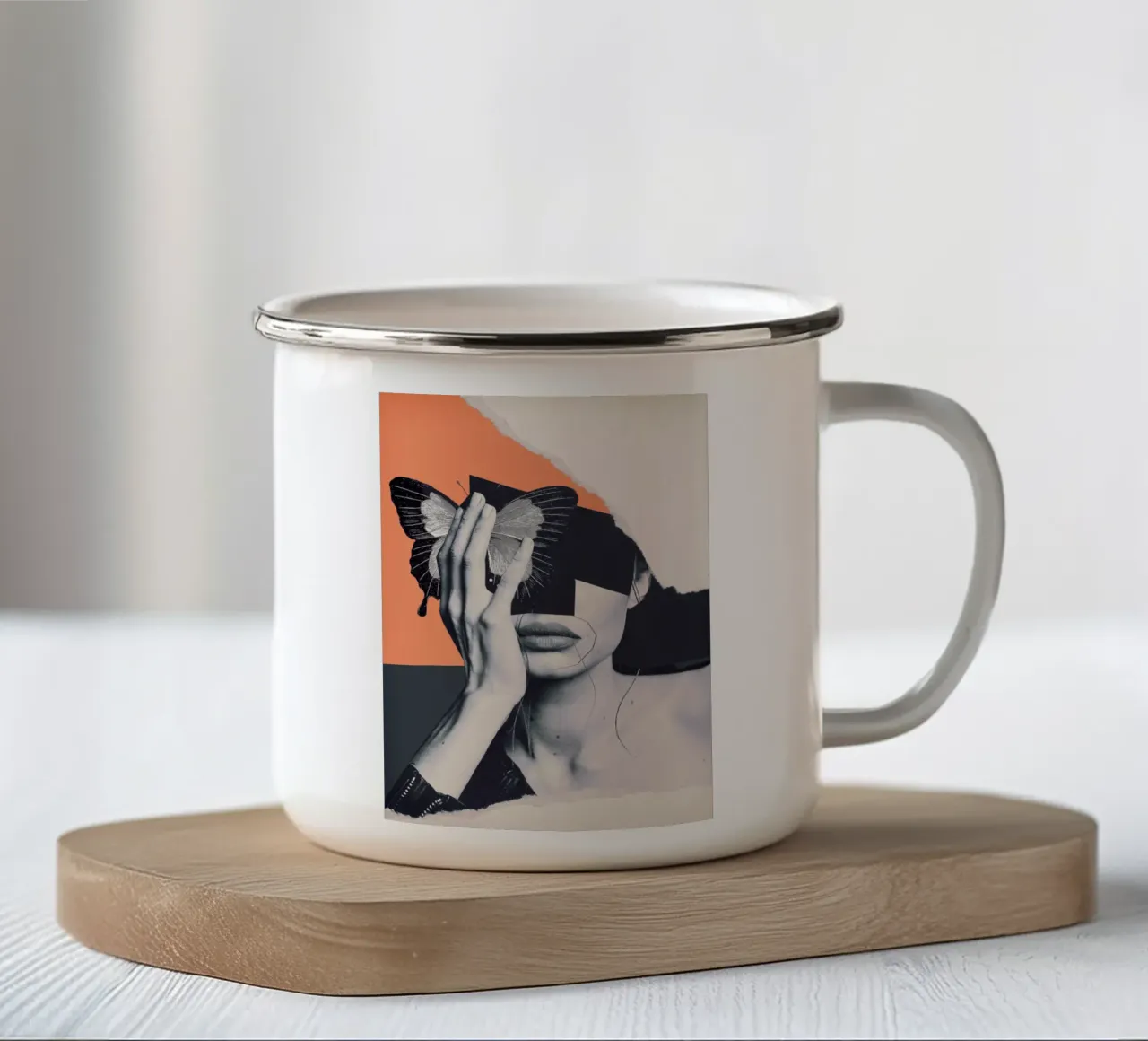 collage arte farfalla tazza in smalto da dada22
