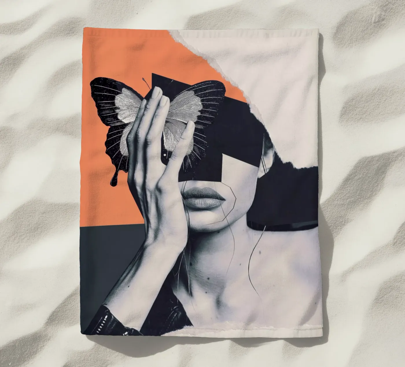 collage arte farfalla telo mare da dada22