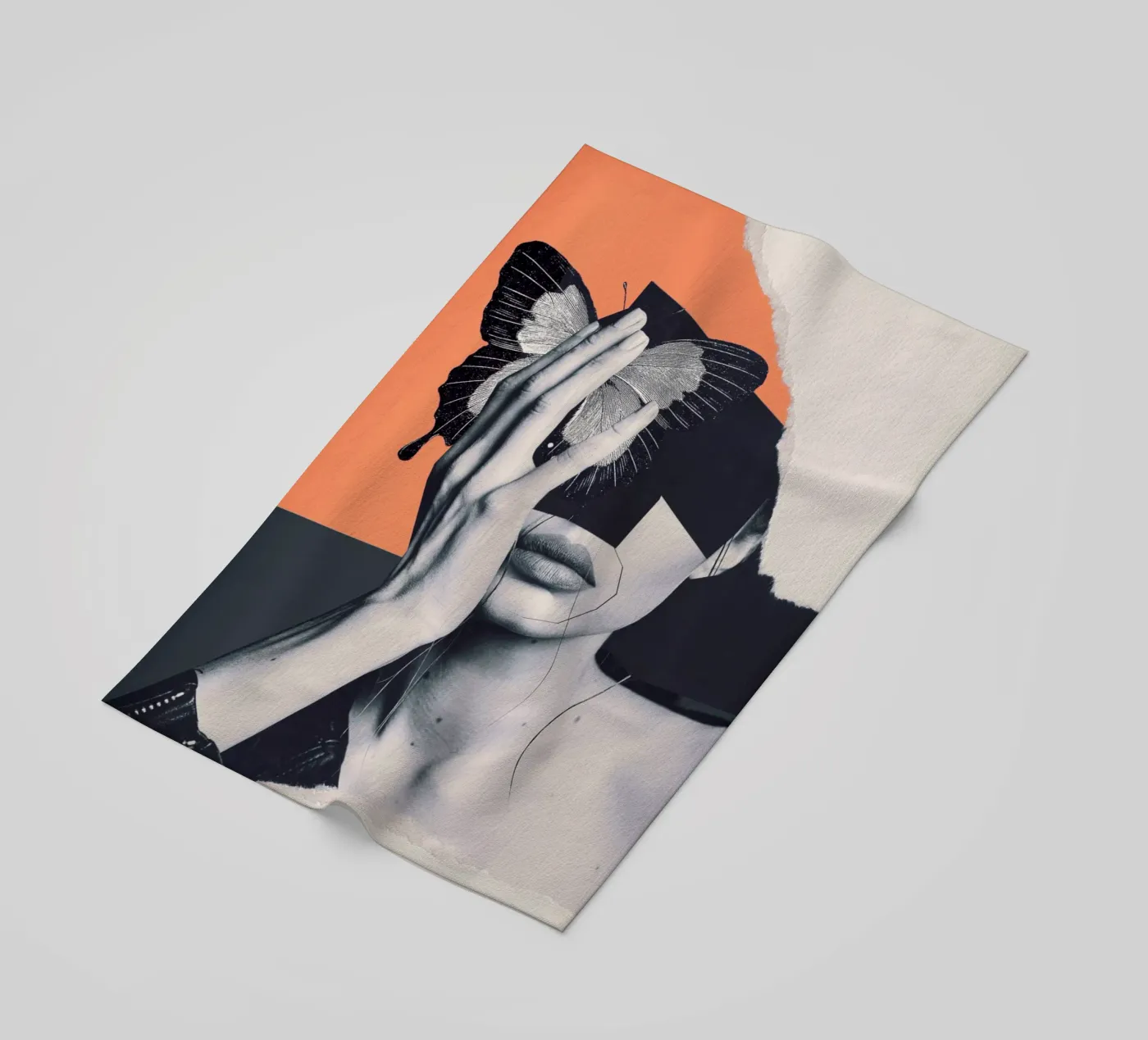 collage arte farfalla telo mare da dada22