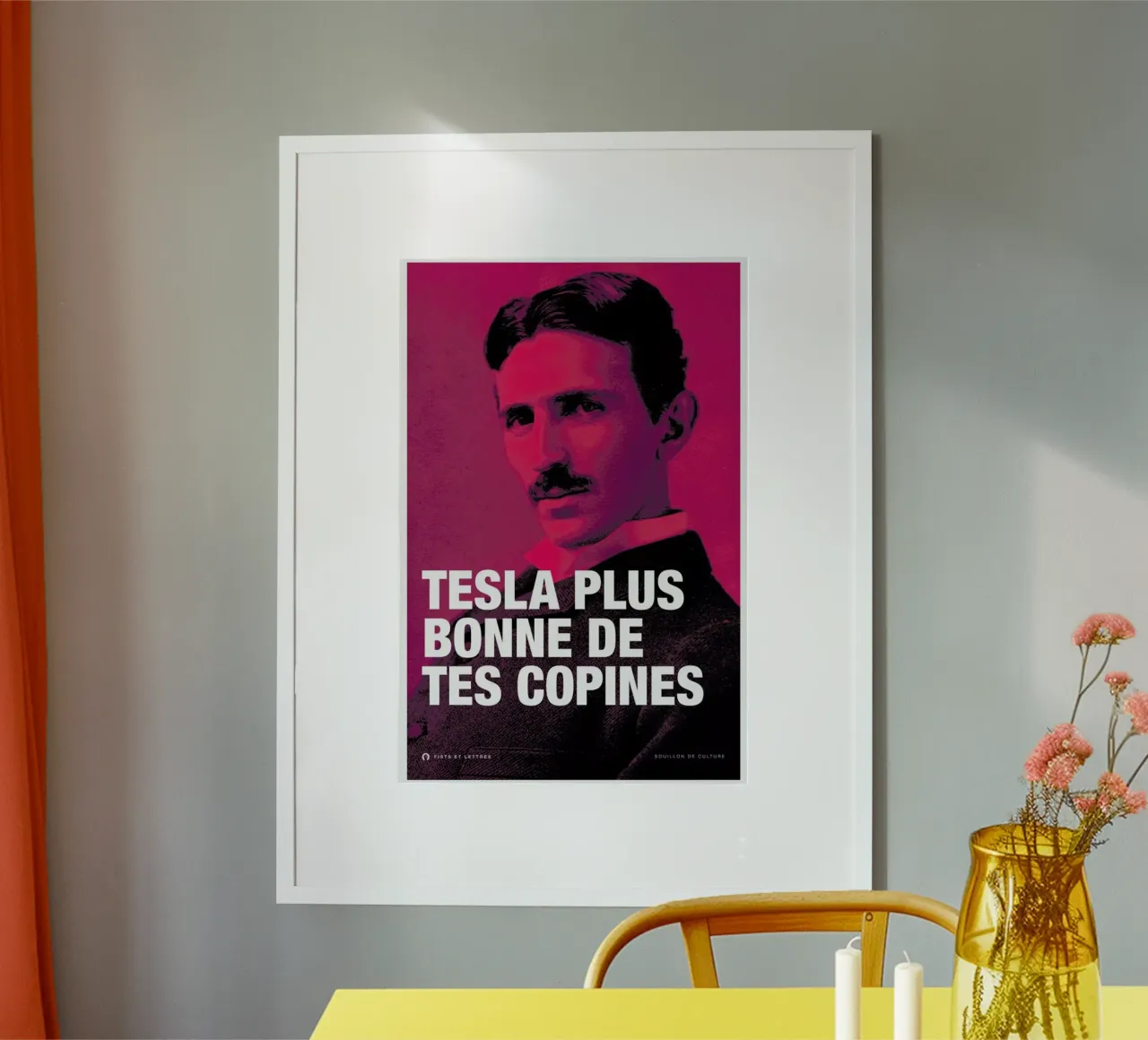 Tesla poster con telaio in legno da Fists Et Lettres