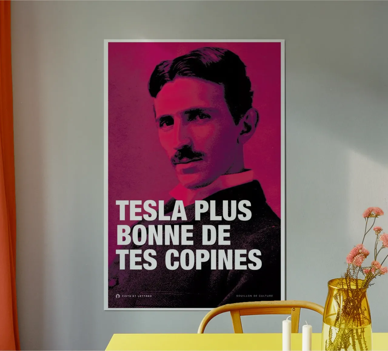 Tesla poster con telaio in legno da Fists Et Lettres