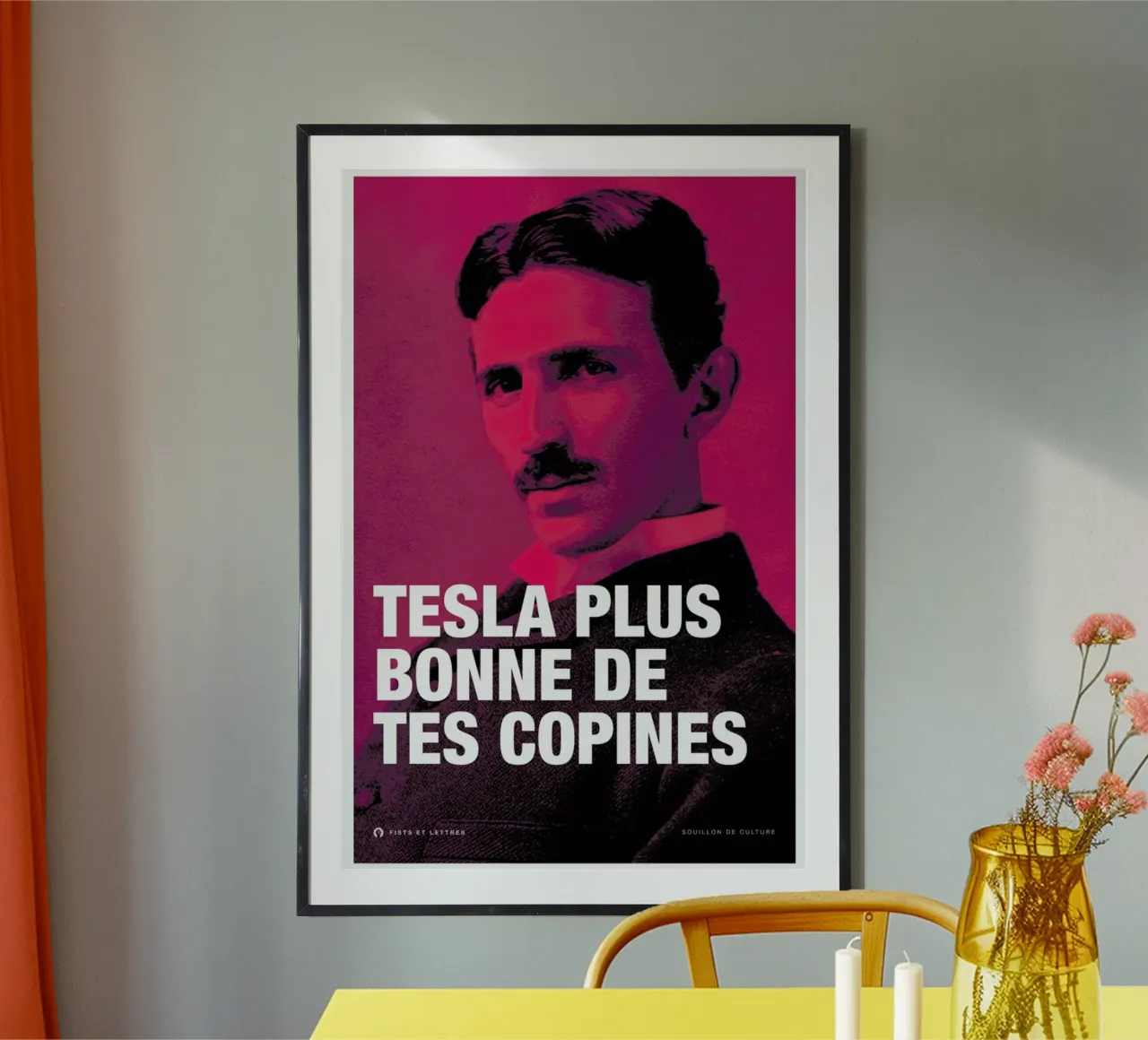 Tesla poster con telaio in legno da Fists Et Lettres