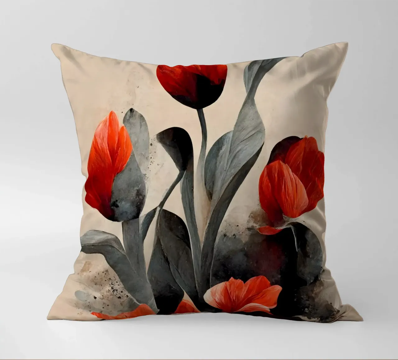Red Tulips cuscino da treechild