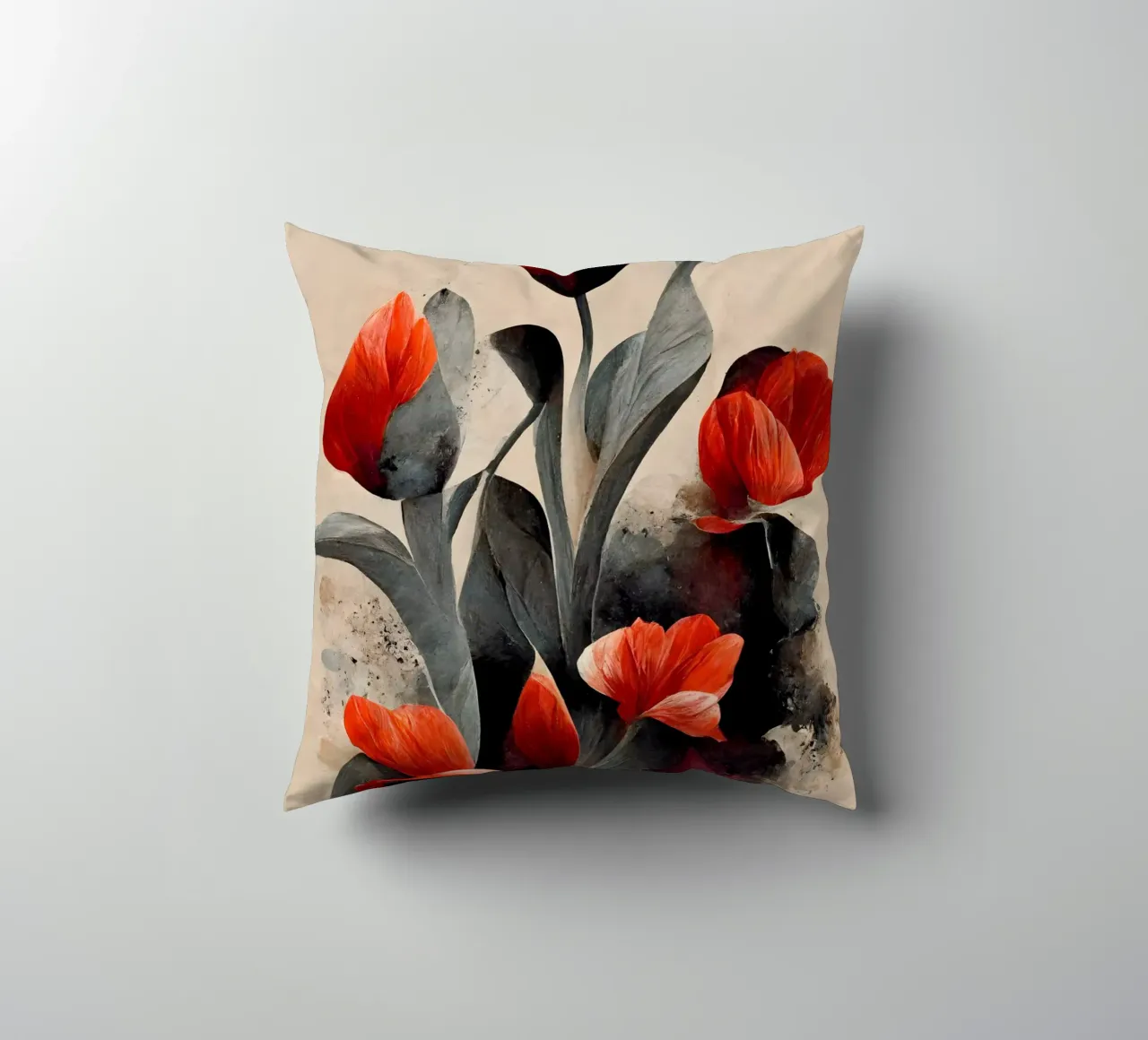Red Tulips cuscino da treechild