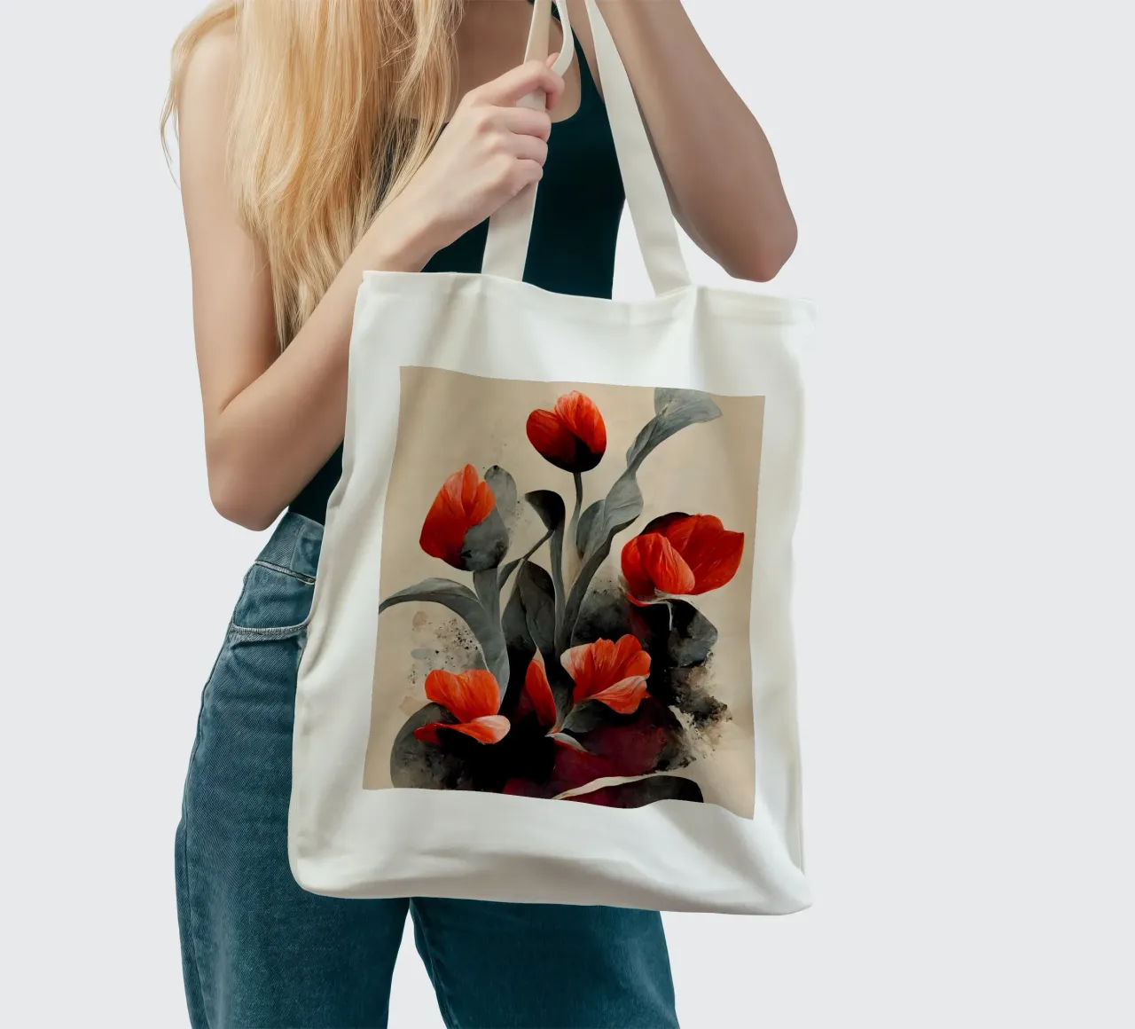 Red Tulips tote bag de treechild