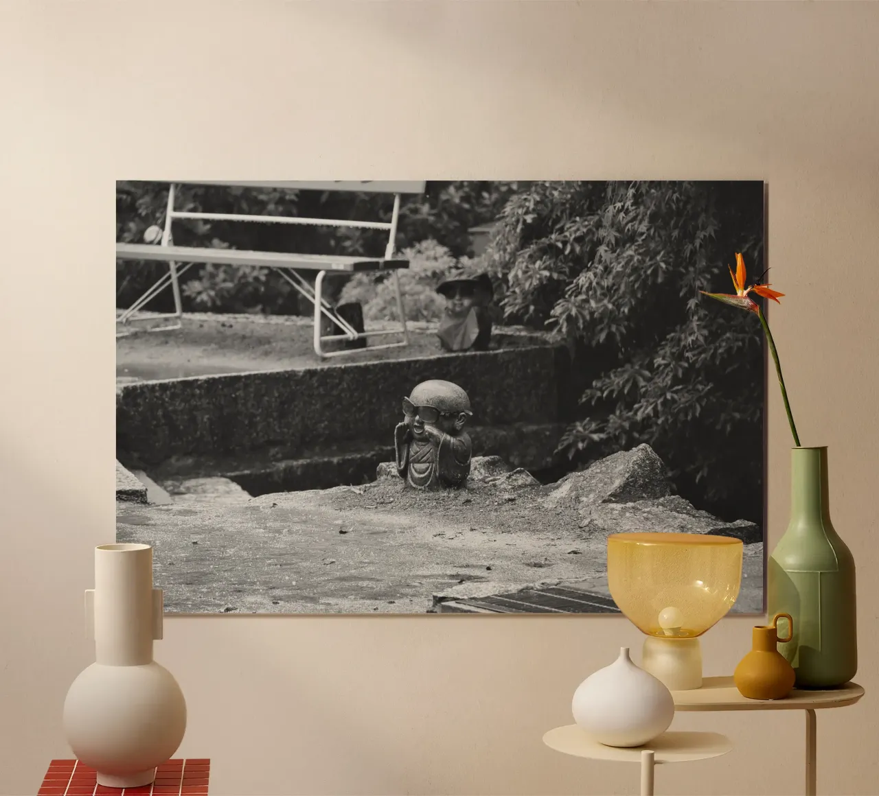 Il Buddha moderno del Tempio Daisho-in, Miyajima, Giappone poster da Ben & Clo creations