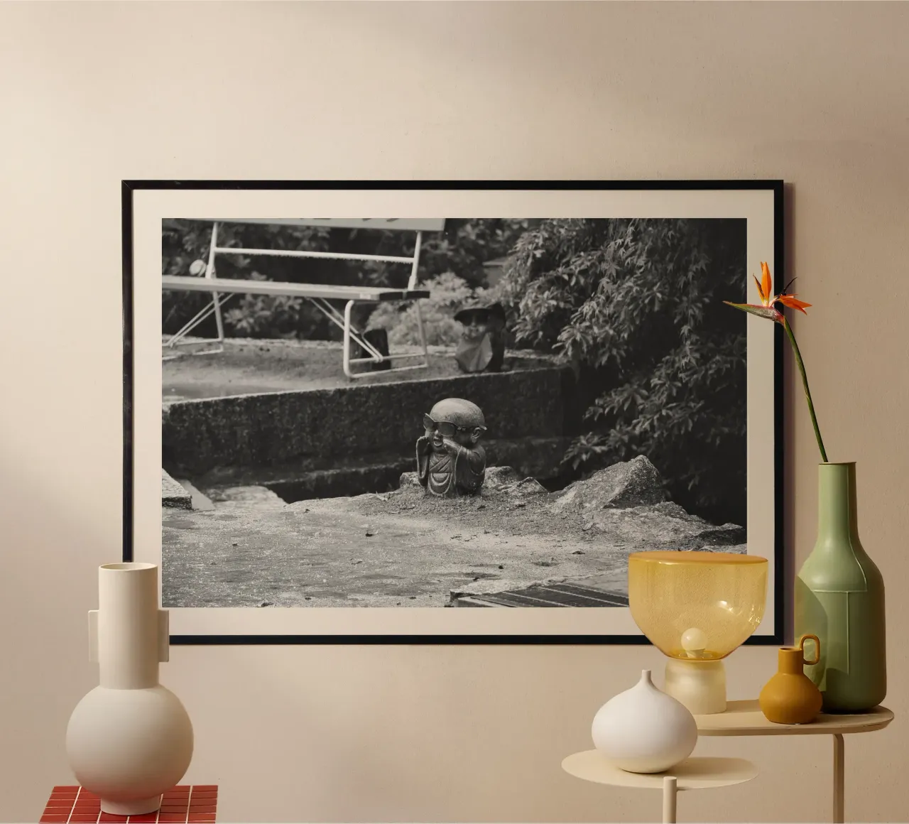 Il Buddha moderno del Tempio Daisho-in, Miyajima, Giappone poster da Ben & Clo creations