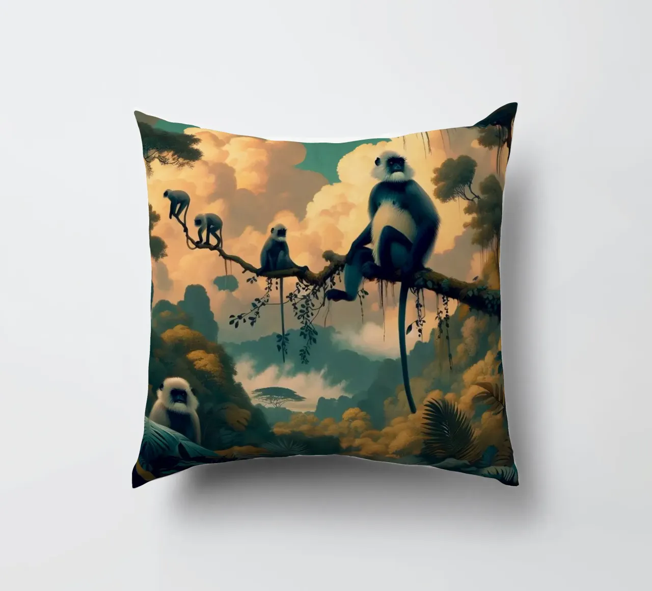 SINGE SACRE coussin de RUBIANT ART