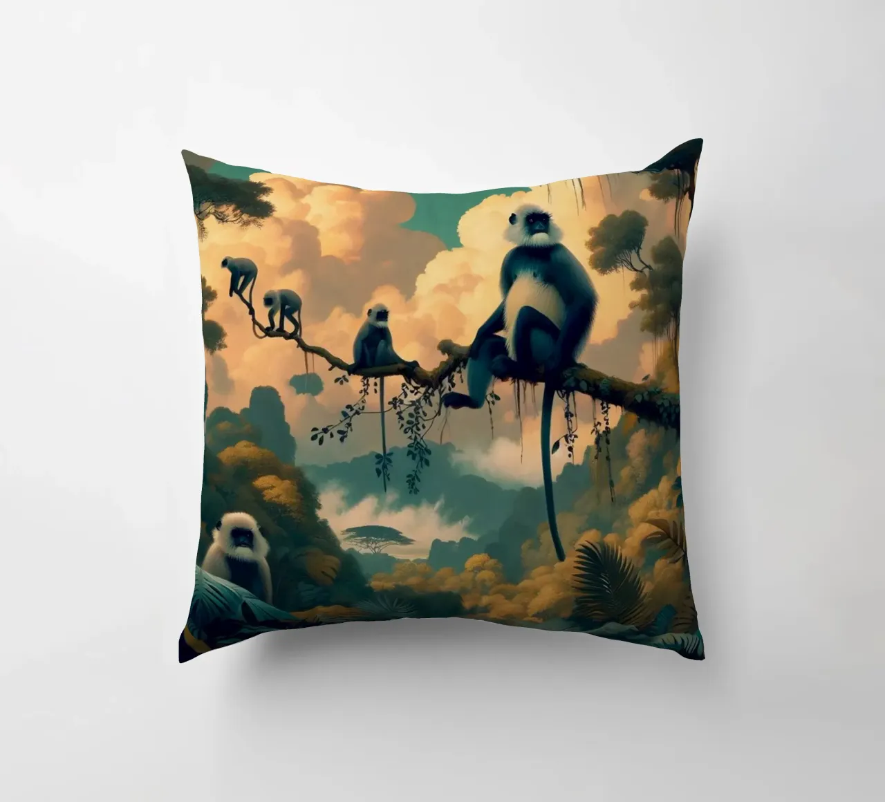 SINGE SACRE coussin de RUBIANT ART