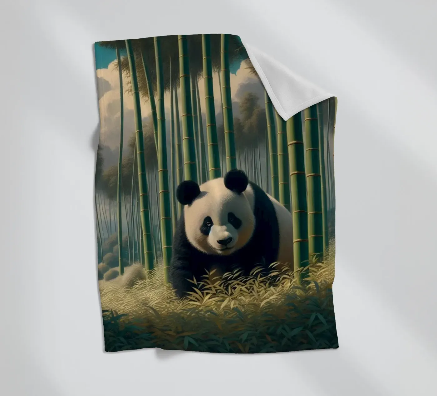 PANDA fleece blanket by RUBIANT ART