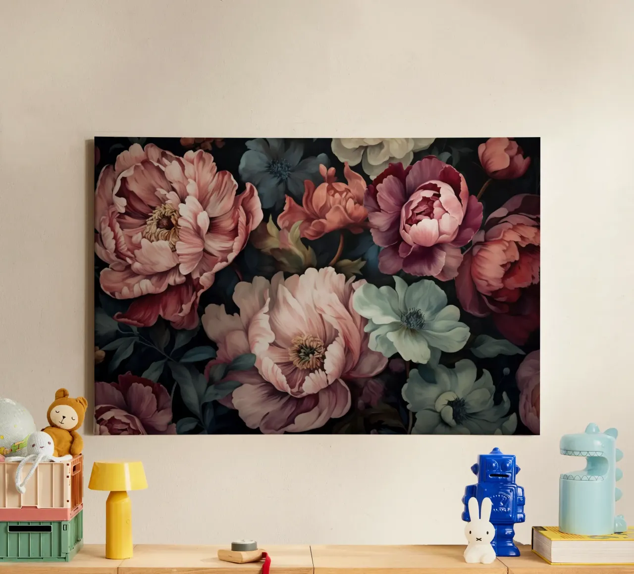 Regency Vibe Bloemen Opulentie Roze Groen canvas met Baklijst van Andrea Haase Floral Passion