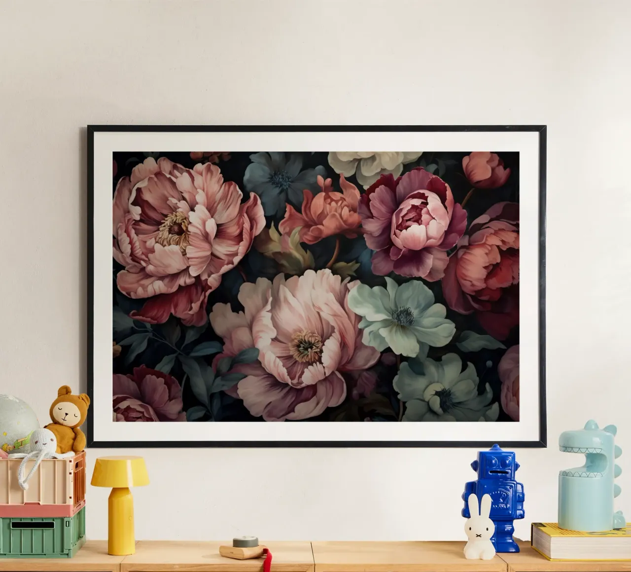 Regency Vibe Floral Opulence Rosa Verde poster con telaio in alluminio da Andrea Haase Floral Passion