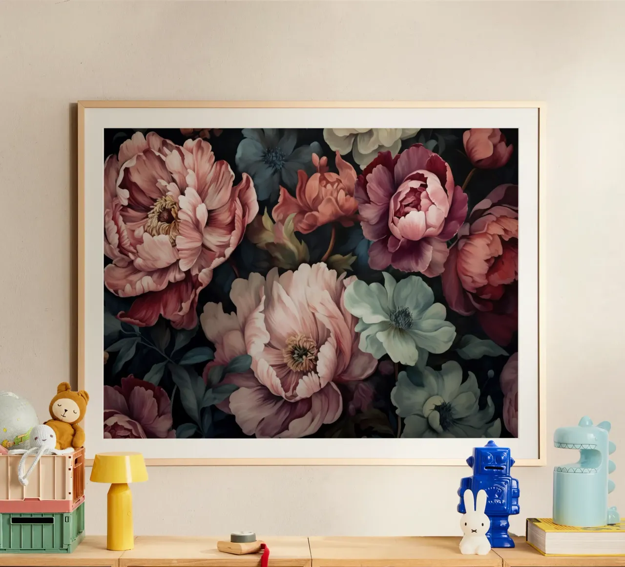 Regency Vibe Floral Opulence Rosa Verde poster con telaio in alluminio da Andrea Haase Floral Passion