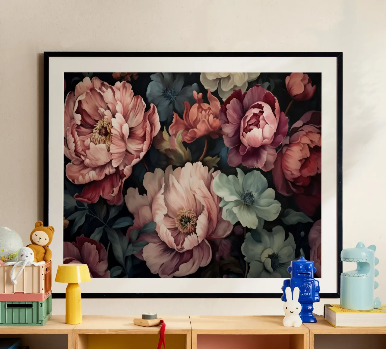 Regency Vibe Floral Opulence Rosa Verde poster con telaio in alluminio da Andrea Haase Floral Passion