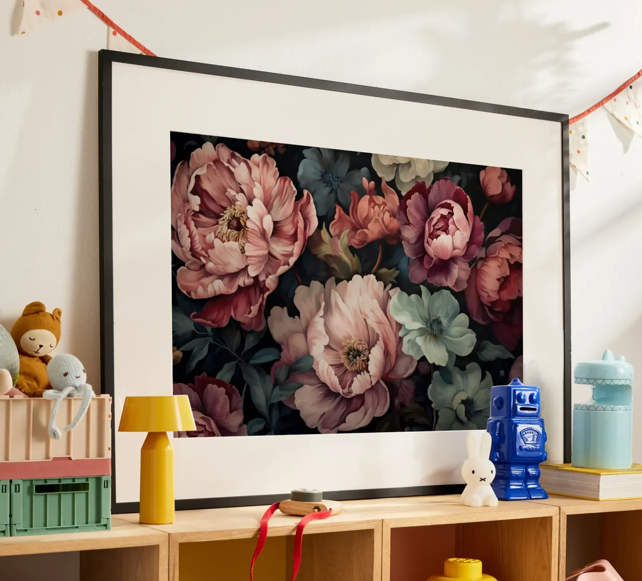 Regency Vibe Floral Opulence Rosa Verde poster con telaio in alluminio da Andrea Haase Floral Passion
