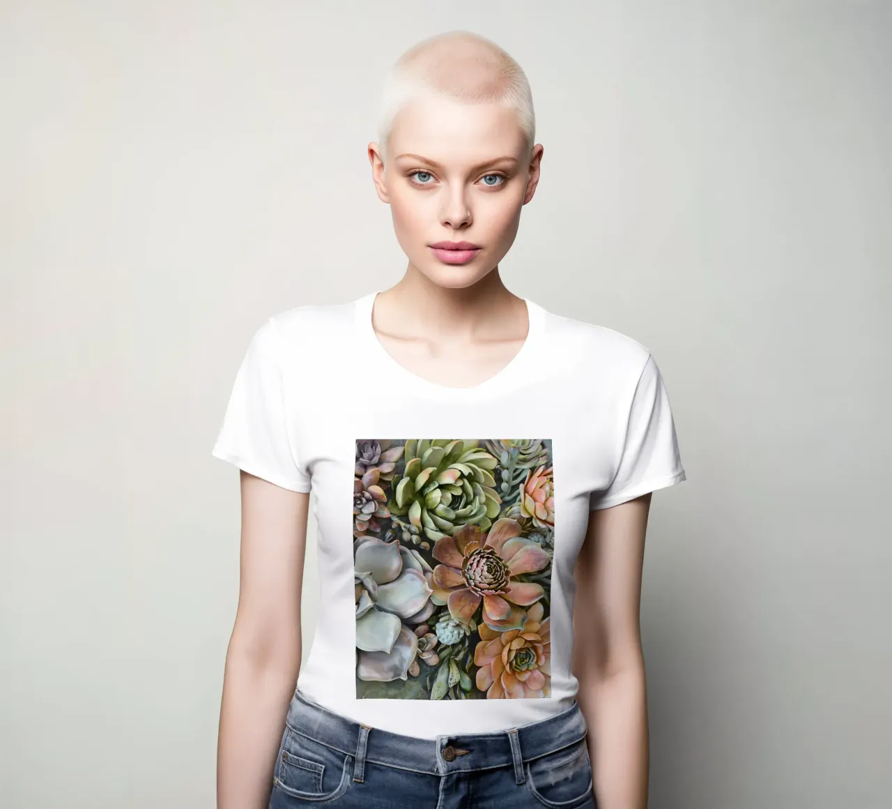 Giardino verticale di succulente botaniche t-shirt da donna da Andrea Haase Floral Passion