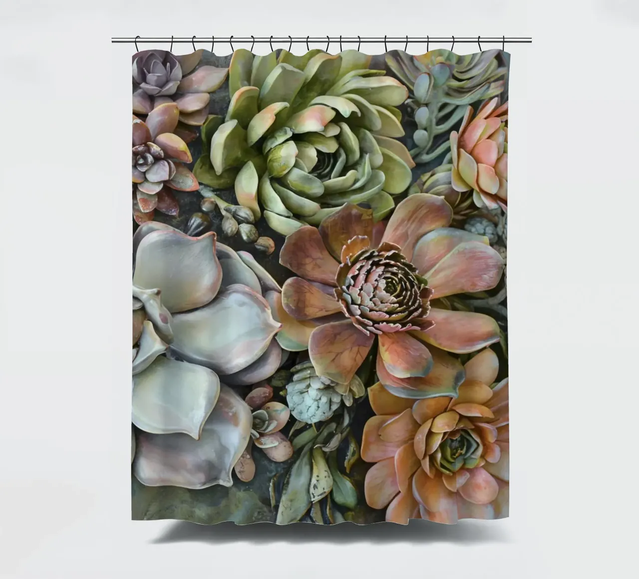 Giardino verticale di succulente botaniche tenda da doccia da Andrea Haase Floral Passion