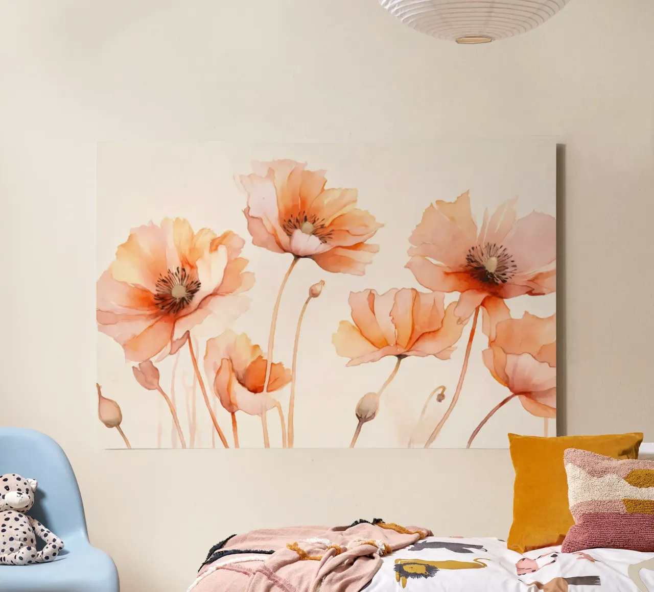Serenata d'estate con petali di papavero color pesca tela con Cornice a cassetta da Andrea Haase Floral Passion