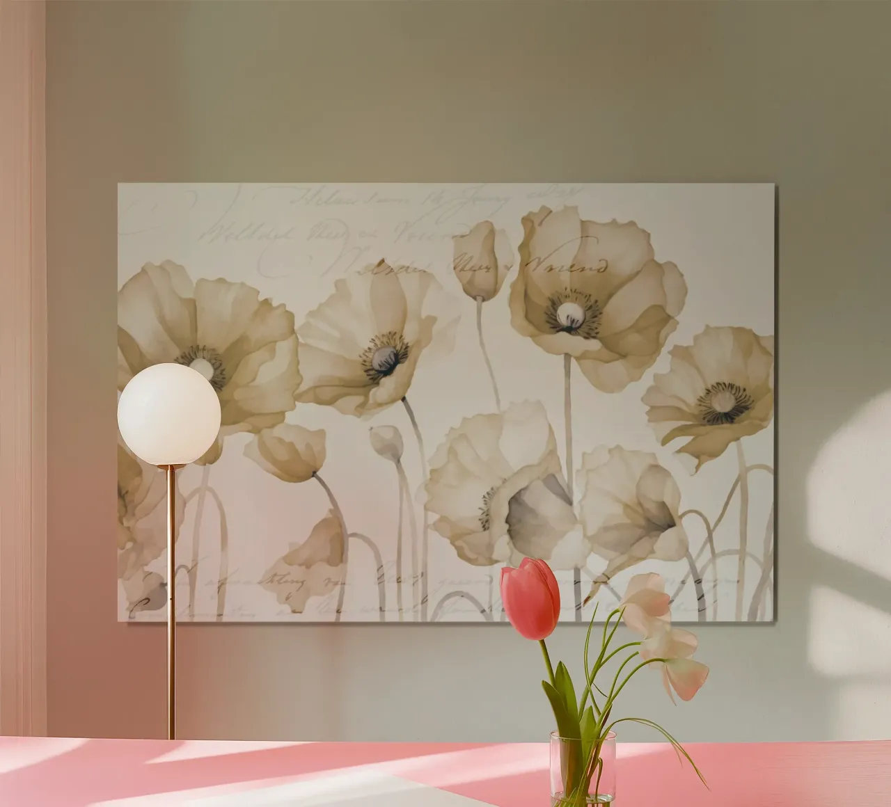 Petalo di papavero beige Nostalgia poster con telaio in plastica da Andrea Haase Floral Passion