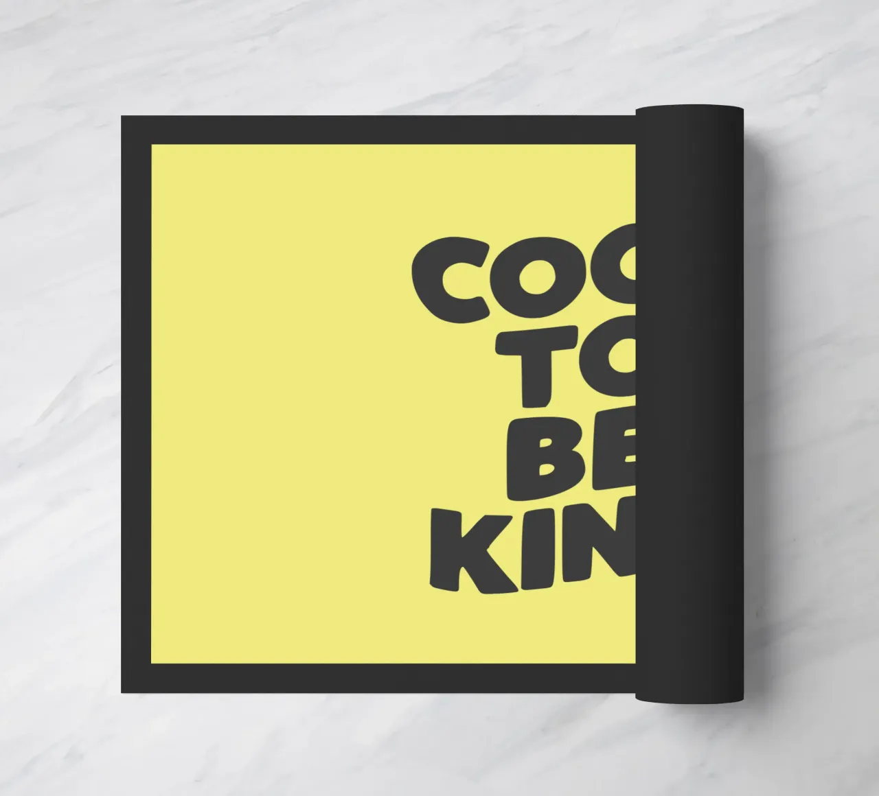 Cool to Be Kind Typografie Design in giallo e nero zerbino da THE MOTIVATED TYPE