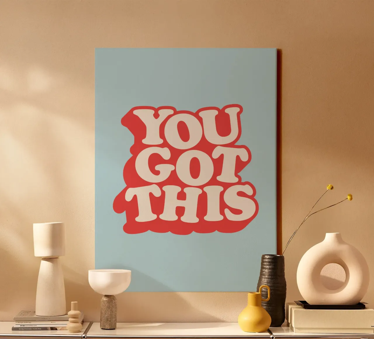 You Got This Typografie-ontwerp in rood, wit en blauw canvas met Baklijst van THE MOTIVATED TYPE