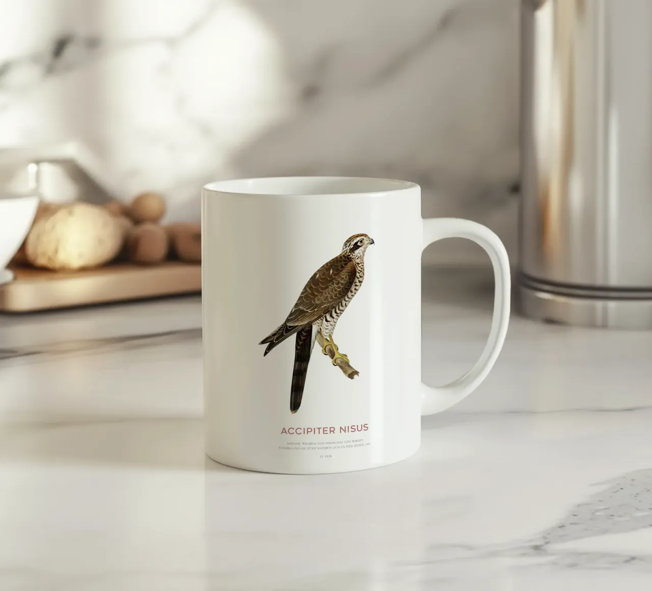 Sparviero eurasiatico o Accipiter nisus tazza in ceramica da Vintagrafica