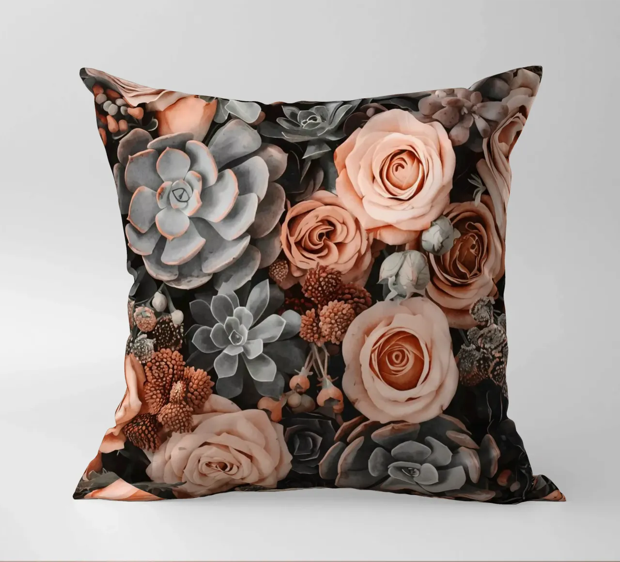 Fiori del deserto e giardino di succulente Peach Teal cuscino da Andrea Haase Floral Passion