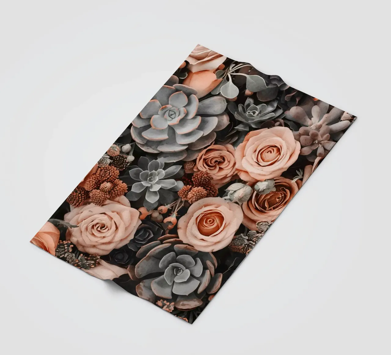 Fiori del deserto e giardino di succulente Peach Teal coperta in pile da Andrea Haase Floral Passion