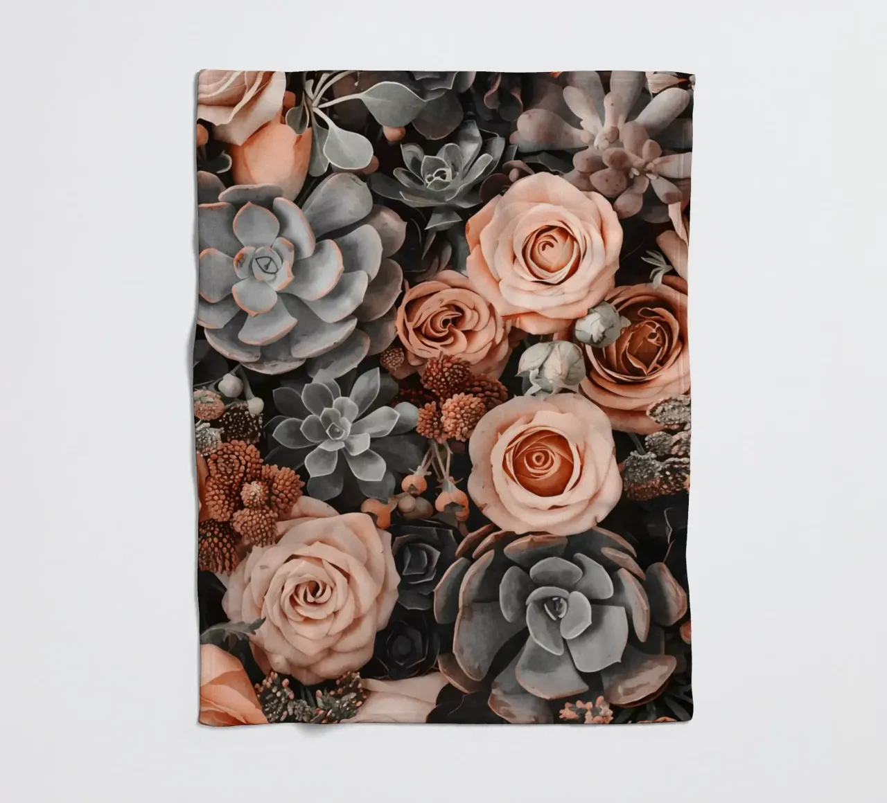 Fiori del deserto e giardino di succulente Peach Teal coperta in pile da Andrea Haase Floral Passion