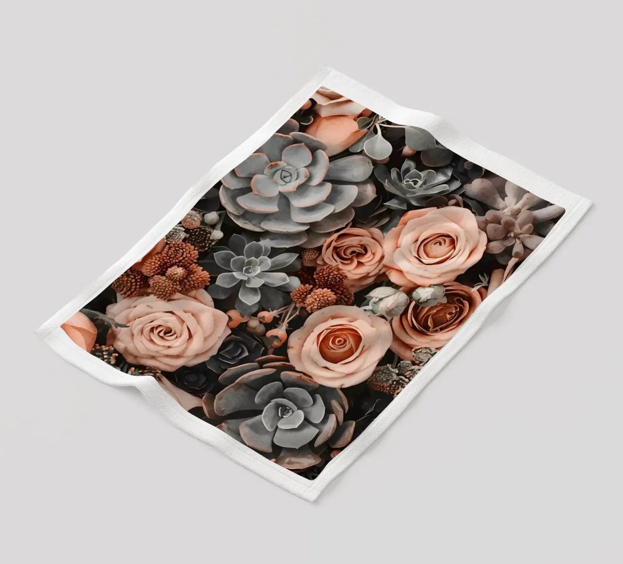 Fiori del deserto e giardino di succulente Peach Teal coperta in pile da Andrea Haase Floral Passion