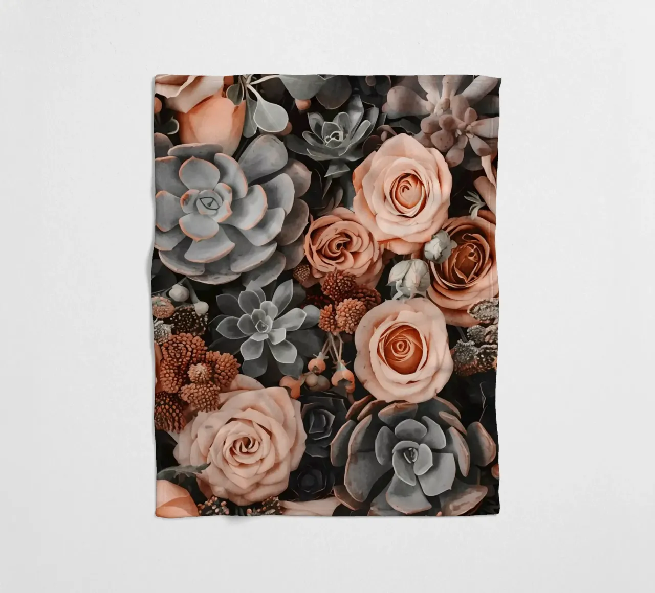 Fiori del deserto e giardino di succulente Peach Teal coperta in pile da Andrea Haase Floral Passion