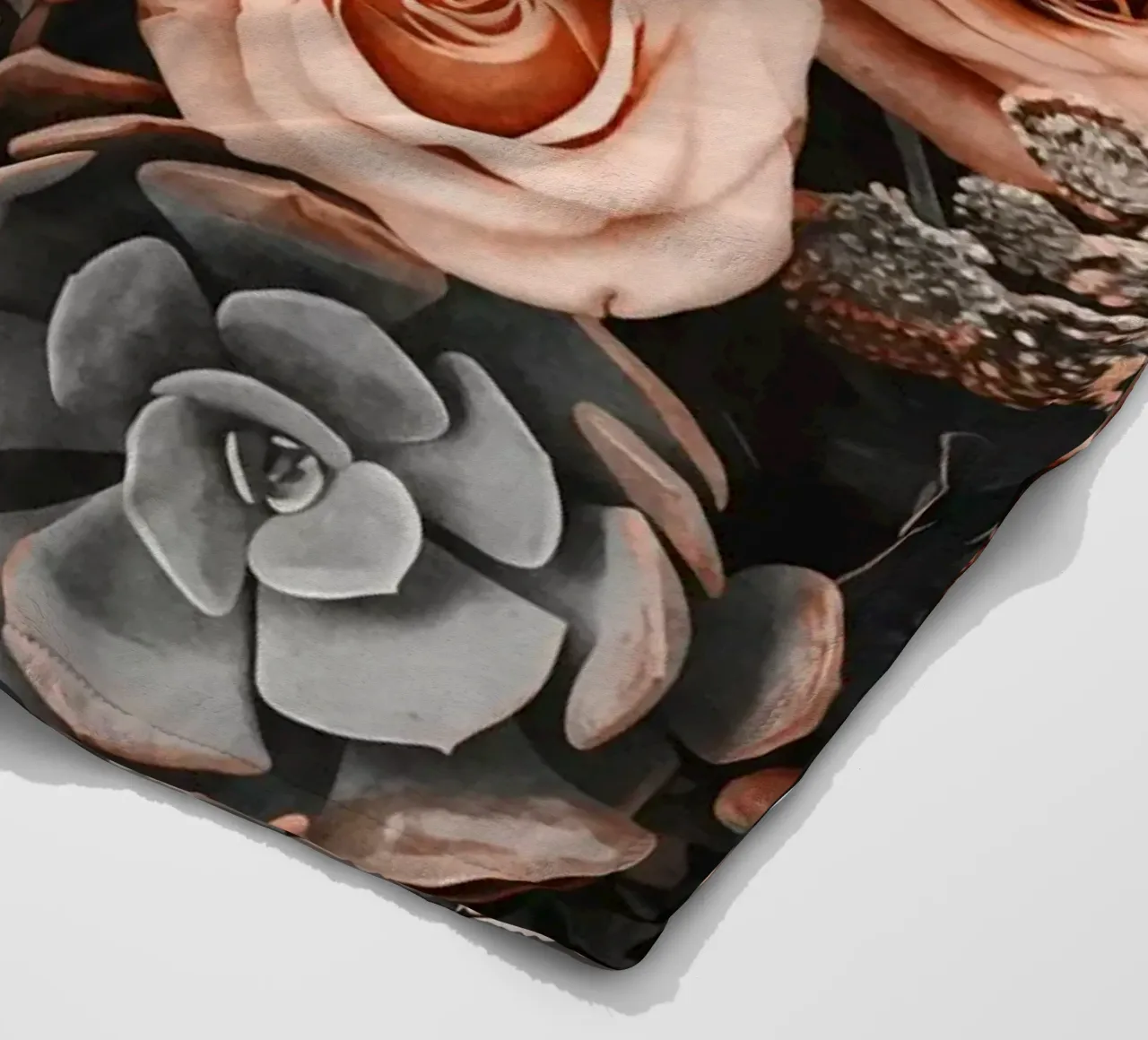 Fiori del deserto e giardino di succulente Peach Teal coperta in pile da Andrea Haase Floral Passion