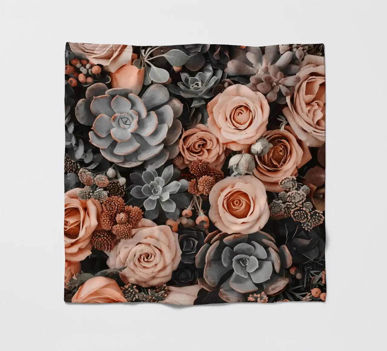 Fiori del deserto e giardino di succulente Peach Teal coperta in pile da Andrea Haase Floral Passion