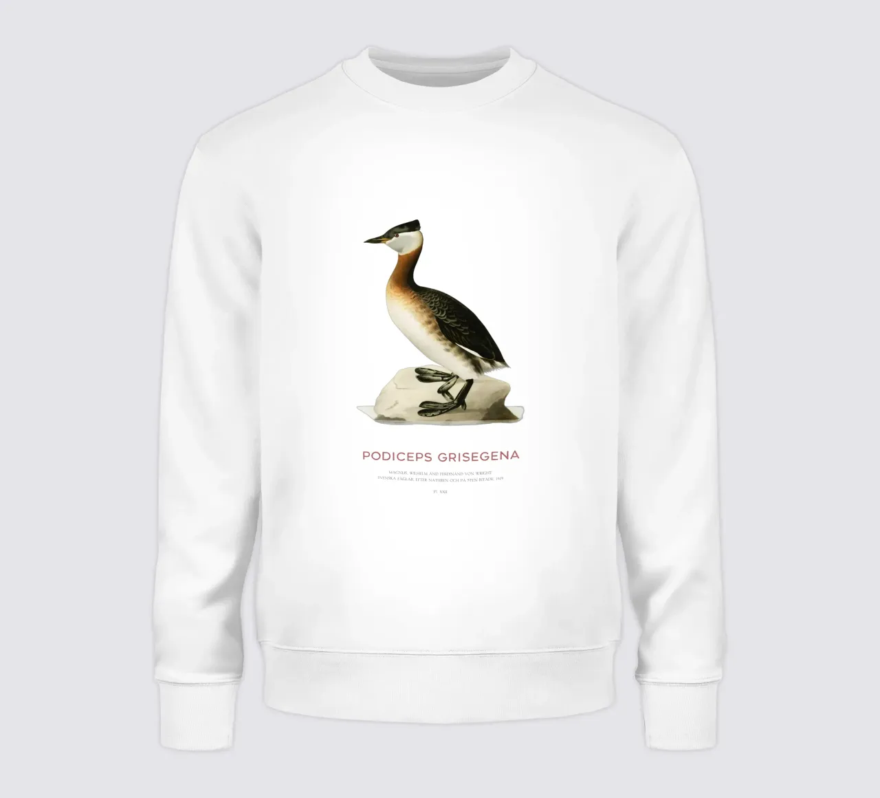 Svasso maggiore o Podiceps grisegena felpa da Vintagrafica