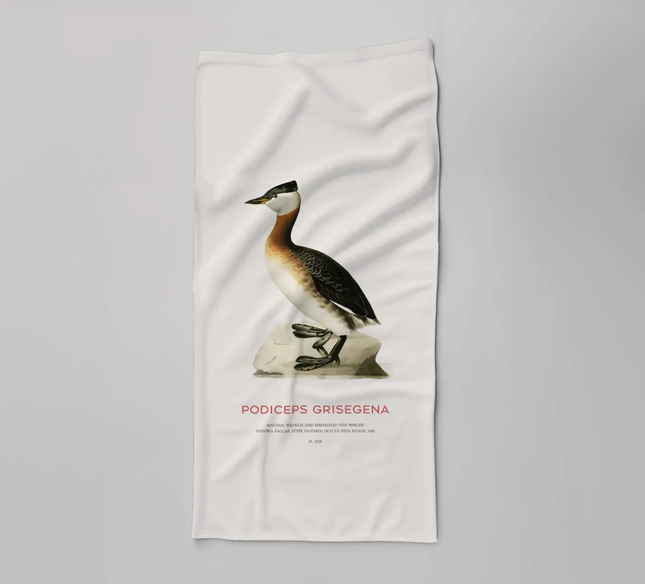 Rothalstaucher oder Podiceps grisegena Handtuch von Vintagrafica