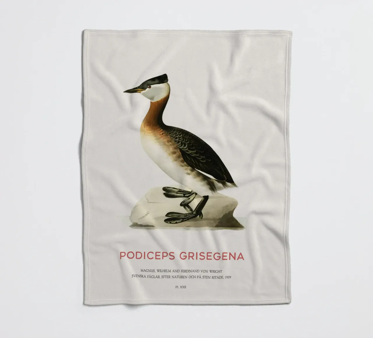 Svasso maggiore o Podiceps grisegena coperta in pile da Vintagrafica