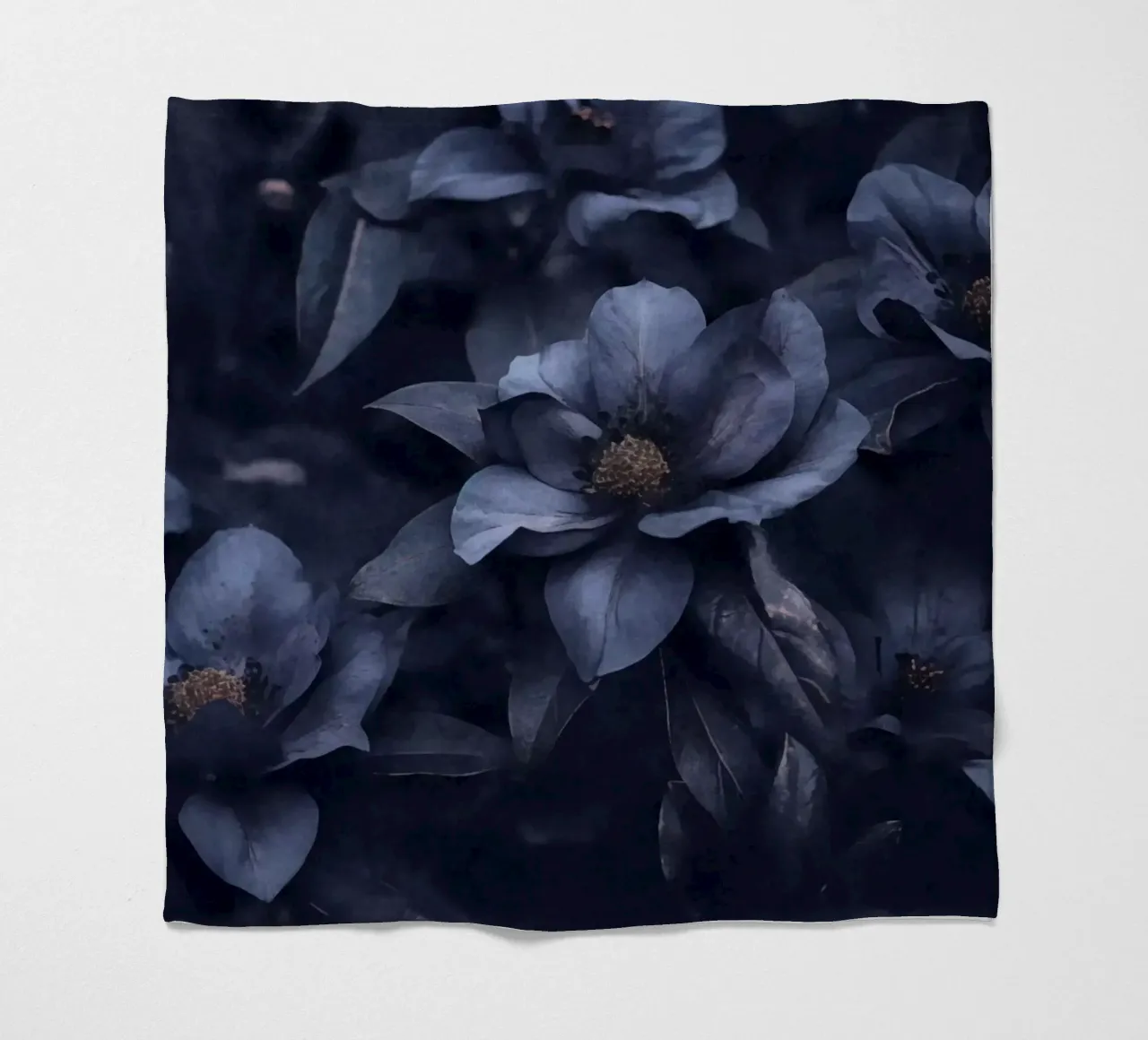 Blue Floral Mood Large Blooms fleece blanket by Andrea Haase Floral Passion