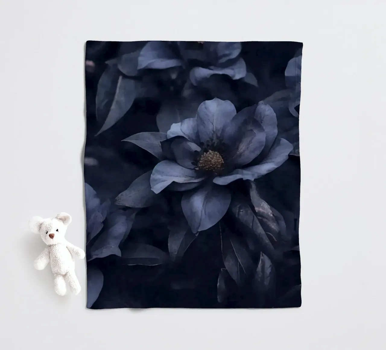Blue Floral Mood Large Blooms fleece blanket by Andrea Haase Floral Passion